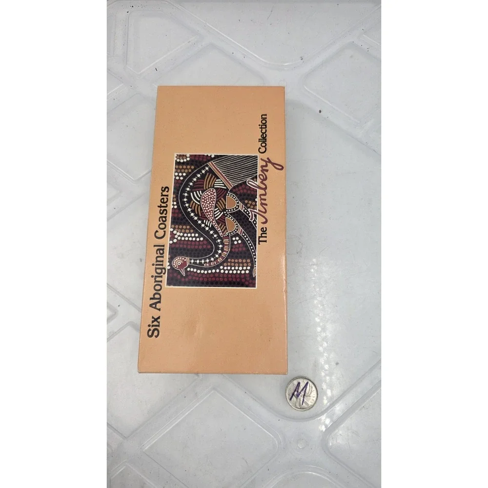 Timbery Collection Aboriginal Coasters 6 Piece Set Tribal Animals Australia